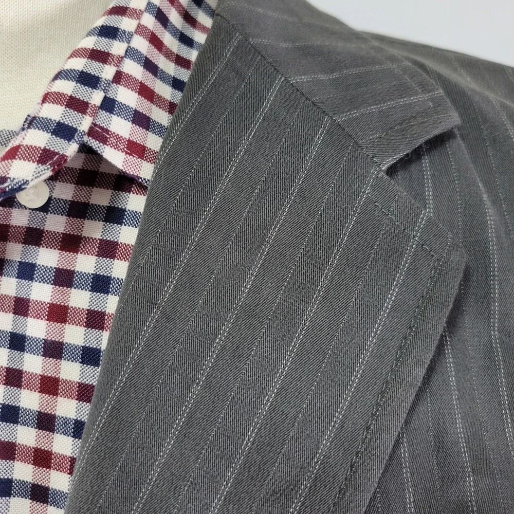 GAP Men's Sport Coat Blazer‎ Two Button Gray Striped Cotton Spandex Size 42L